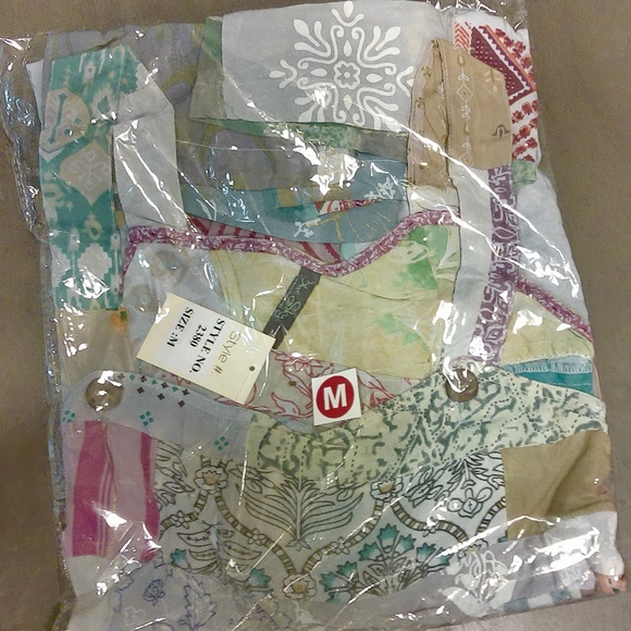 NEW! Blue Sky Patchwork Overalls Wide Leg Patch Colors Will Vary Size S,M,L & XL - Picture 7 of 8